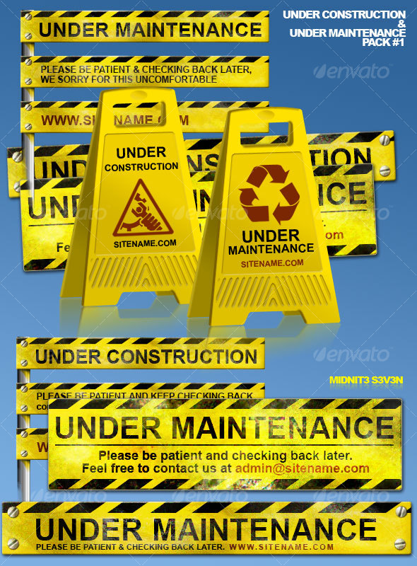 Under Construction & Under Maintenance Pack #1 - Miscellaneous Web Elements