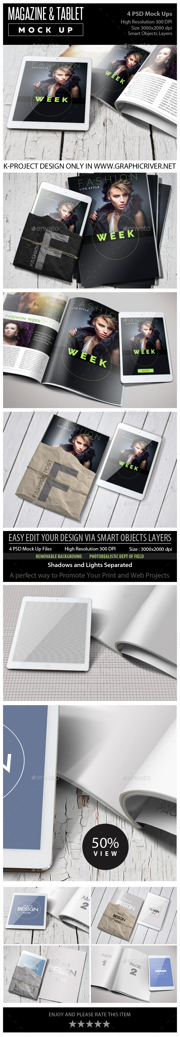 Magazine and Tablet Mock Up - Magazines Print