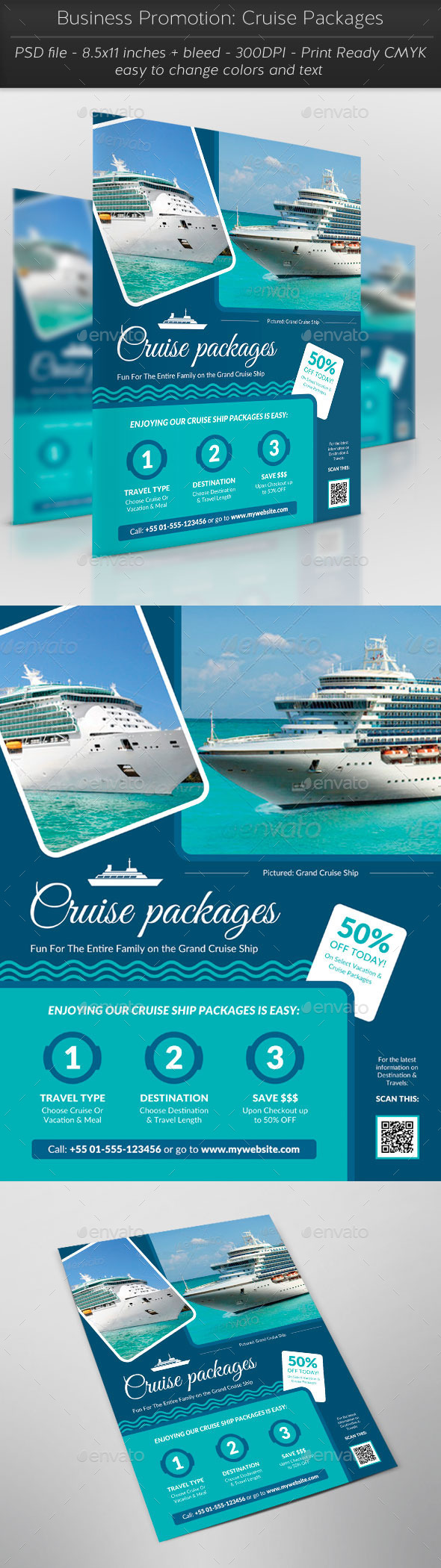 Business Promotion: Cruise Packages - Flyers Print Templates