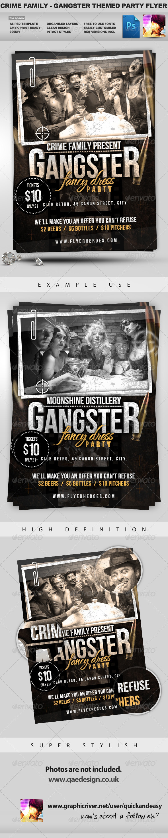 Crime Family - Gangster Themed Flyer Template - Clubs & Parties Events