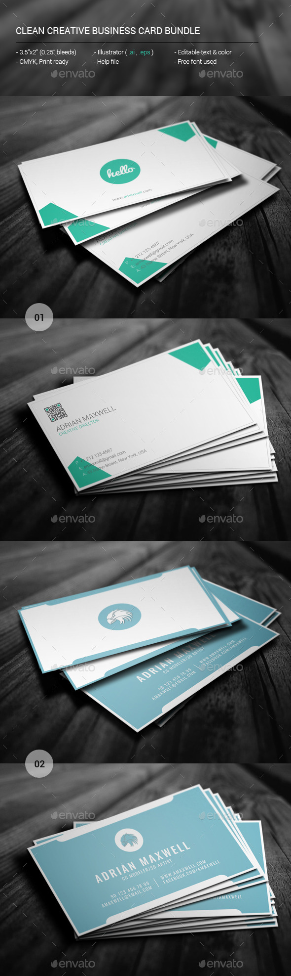 Clean Creative Business Card Bundle - Creative Business Cards