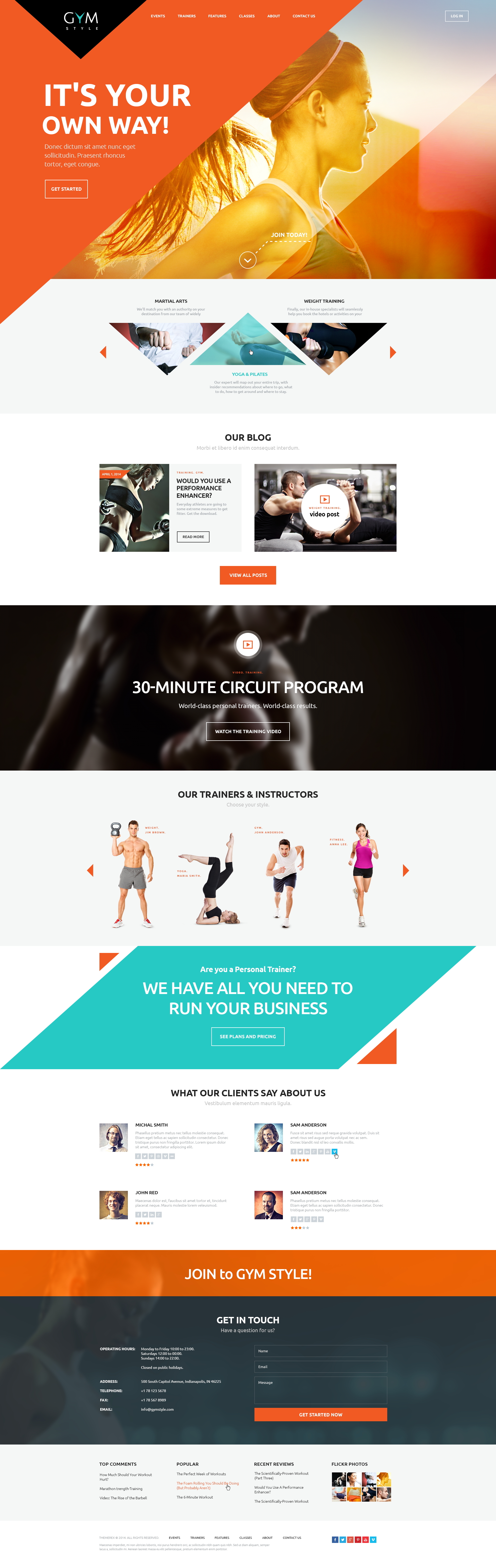 gym website design