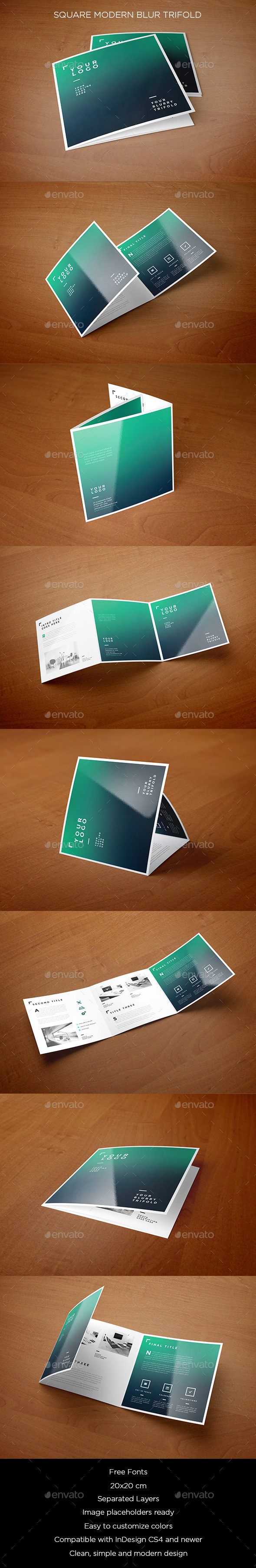 Square Modern Blur Trifold - Brochures Print Templates