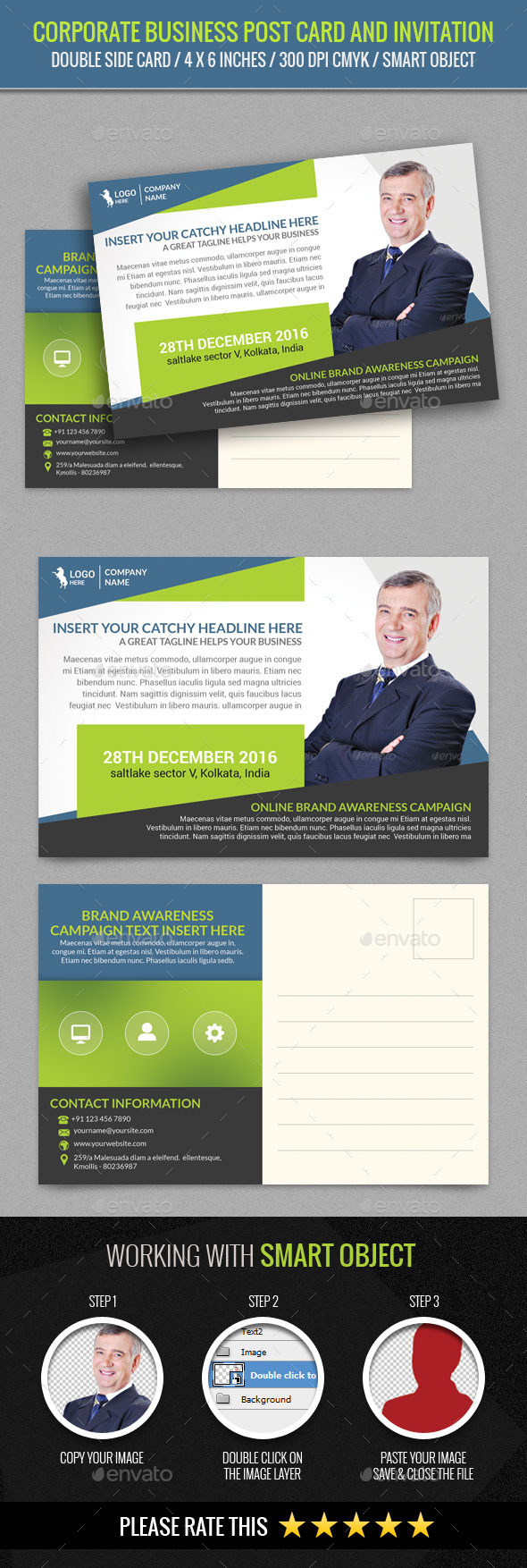 Corporate and Business Post Card Template - Cards & Invites Print Templates