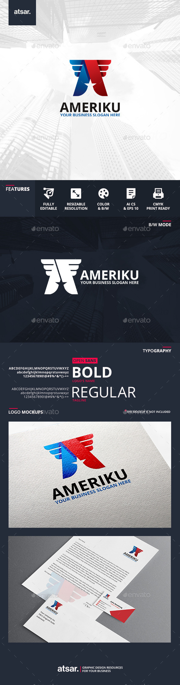 Ameriku Logo Template - Letters Logo Templates
