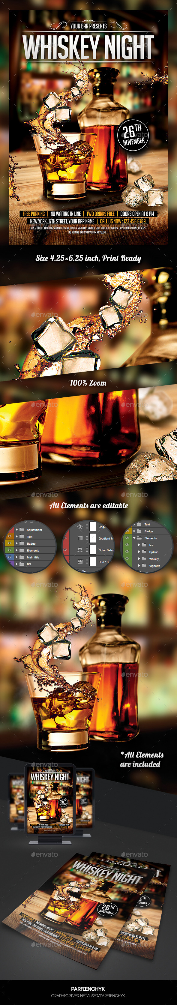 Whiskey Night Flyer Template - Clubs & Parties Events