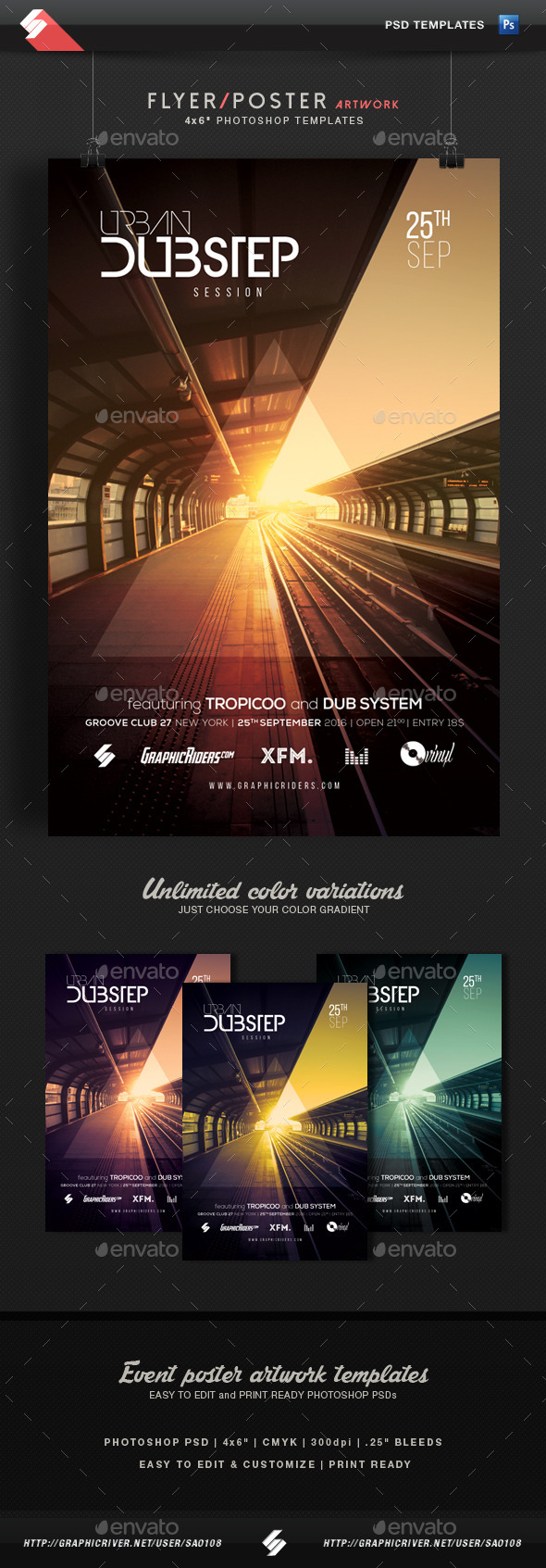 Urban Dubstep Session - Party Flyer Template - Clubs & Parties Events