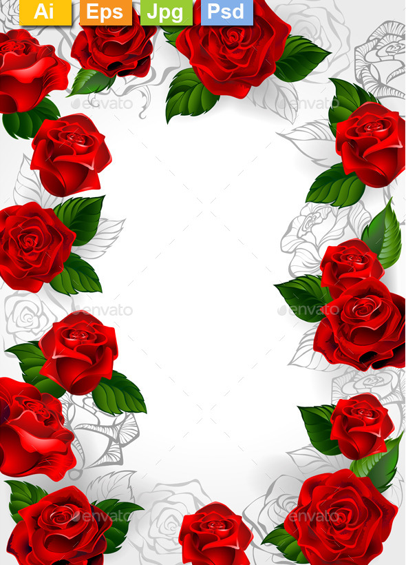 Frame of Red Roses - Borders Decorative