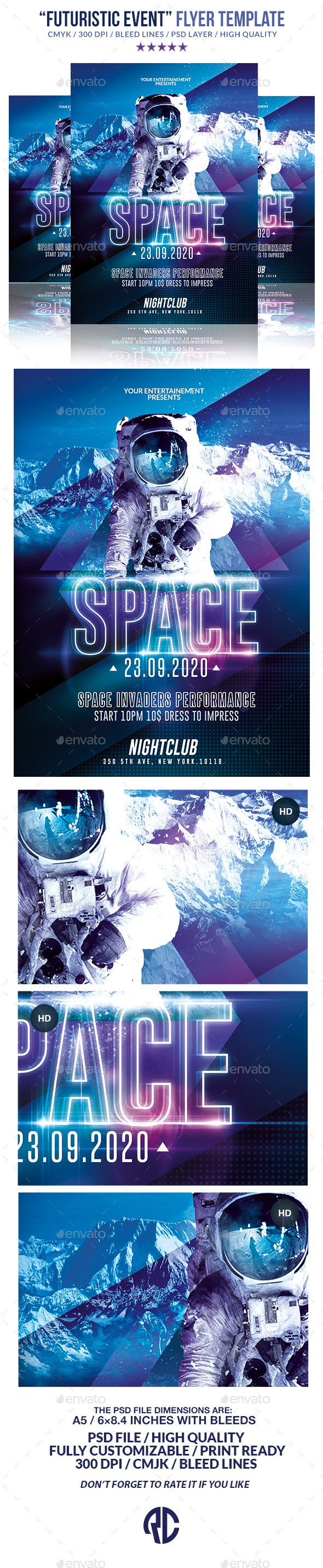 Futuristic Night Event | Psd Flyer Templates - Events Flyers