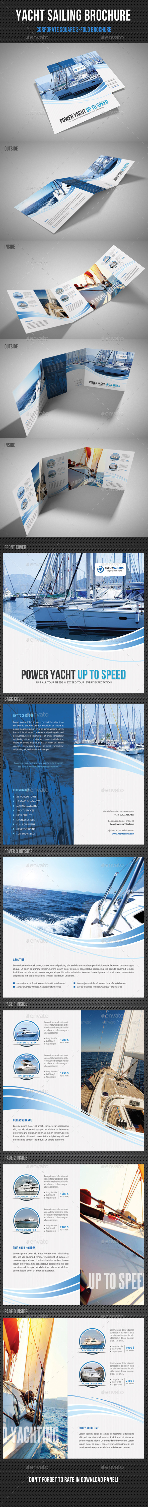 Yacht Boat Sailing Square 3-Fold Brochure 03 - Corporate Brochures