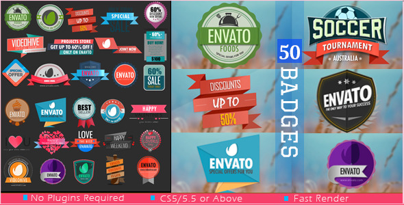 50 Badge Collection - VideoHive 12029204