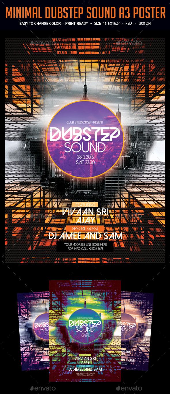 Minimal Dubstep Sound A3 Poster - Clubs & Parties Events