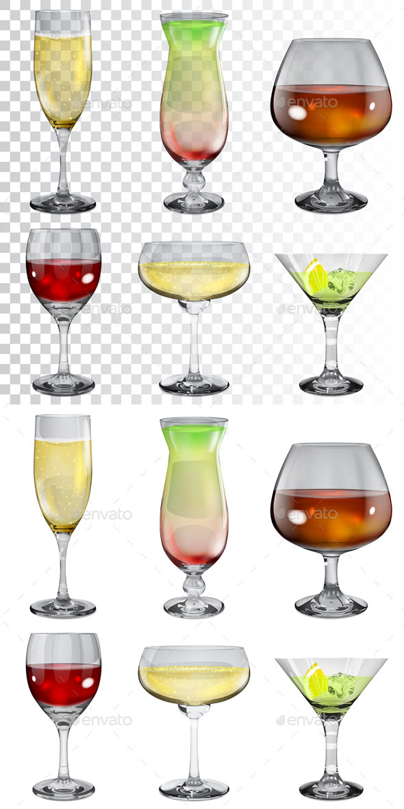 Glass Goblets With Drinks - Man-made Objects Objects