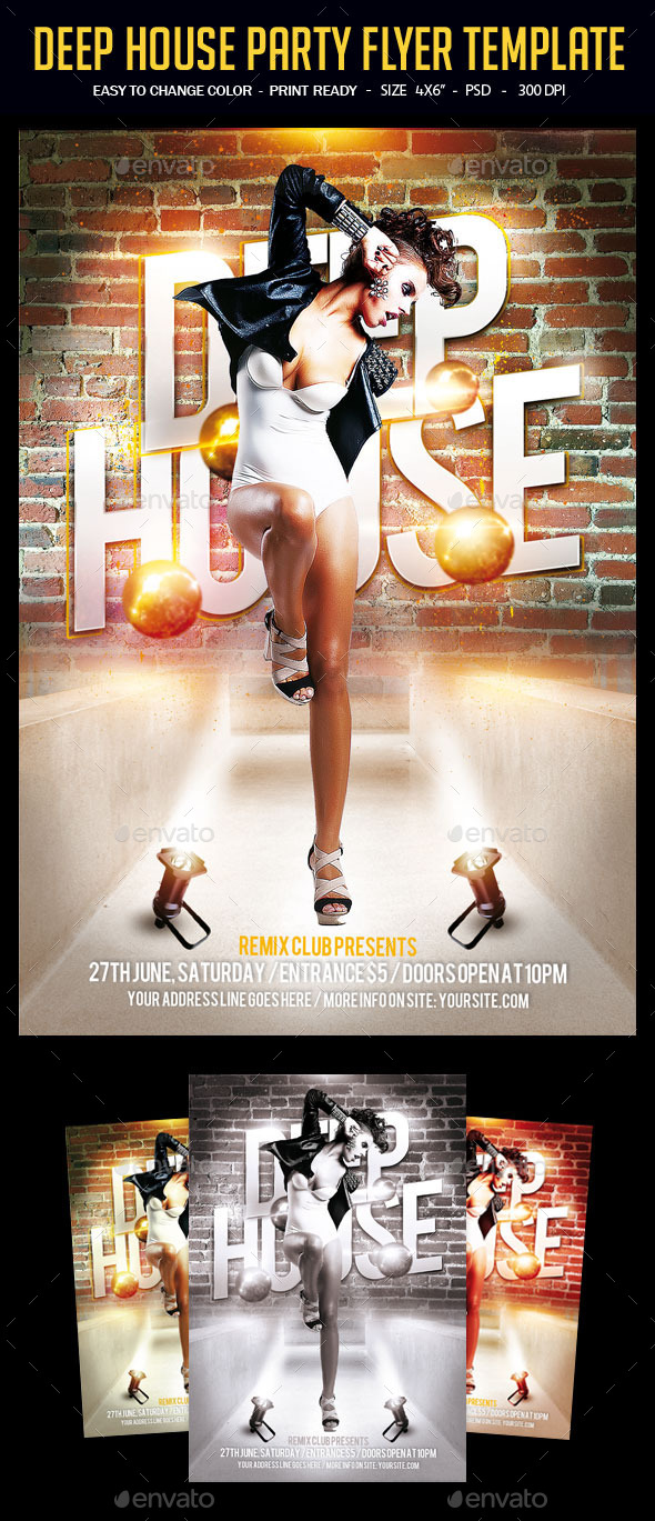 Deep House Party Flyer Template - Clubs & Parties Events