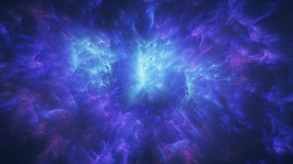 Through Abstract Colorful Blue and Purple Space Nebula