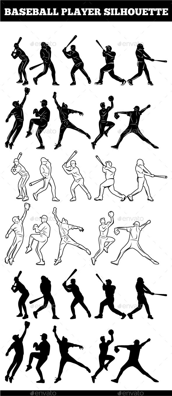 Baseball Player Silhouettes - Sports/Activity Conceptual
