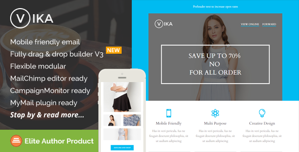 Vika Modern Email - ThemeForest 12039584