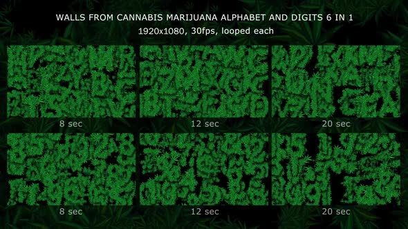 Walls From Cannabis Alphabet And Digits Hd Pack