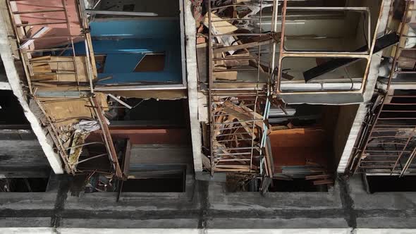 Vertical Video of a Burnt and Destroyed House in Kyiv Ukraine alt