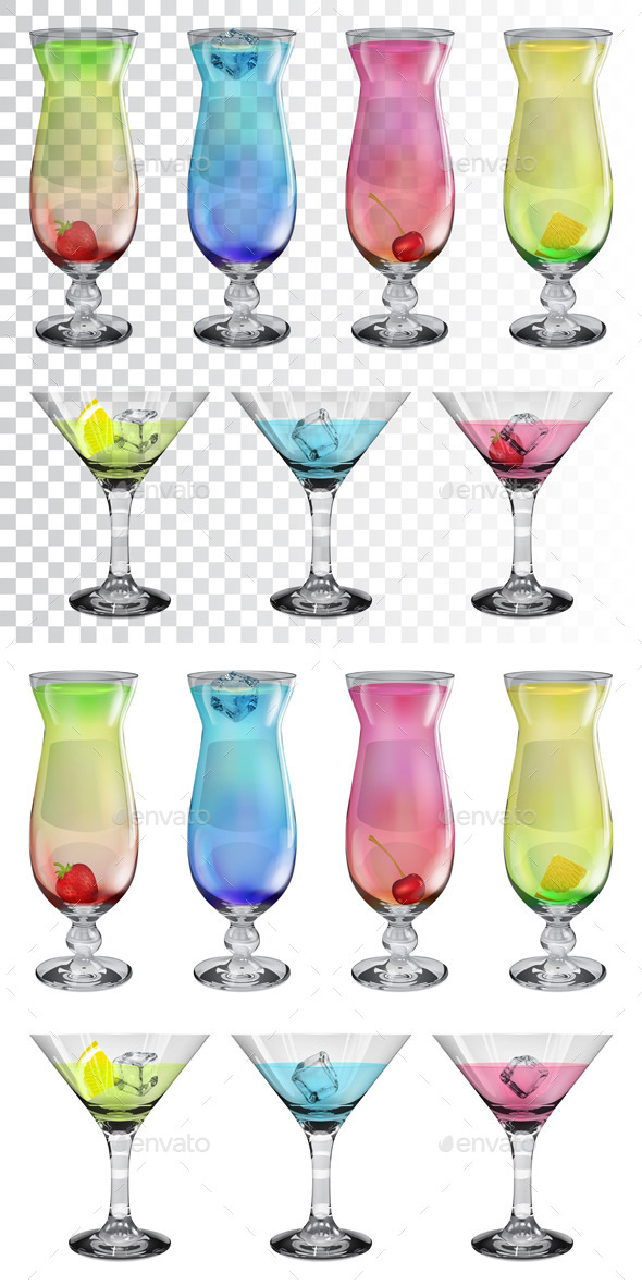 Glass Goblets With Cocktails - Man-made Objects Objects