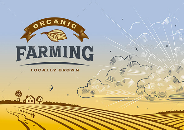 Organic Farming Landscape - Decorative Symbols Decorative