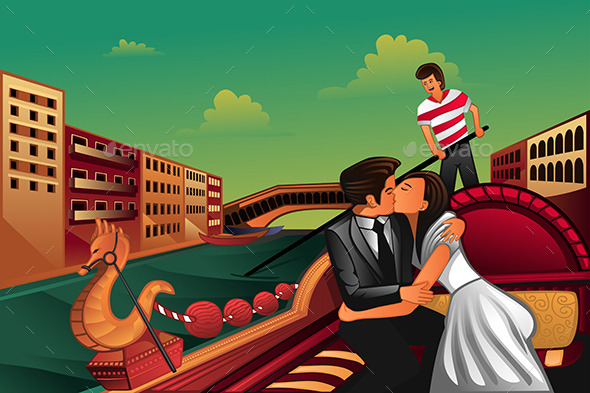 Young Couple Kissing on Boat - People Characters