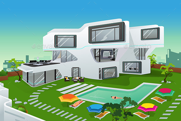 People in a Modern Style House - Buildings Objects