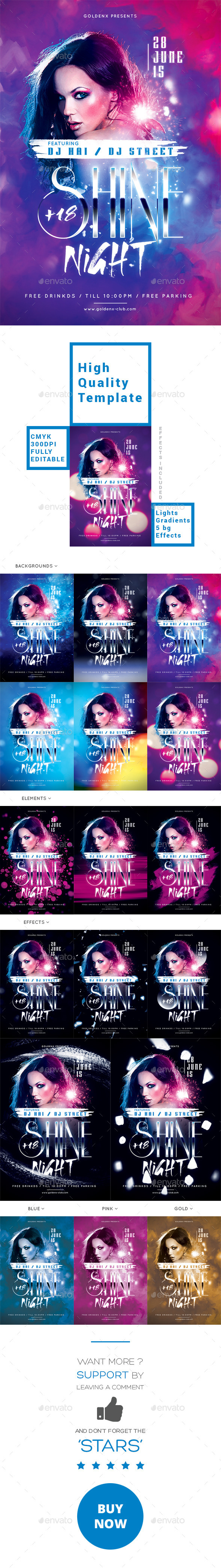 Shine Night Flyer Template - Clubs & Parties Events