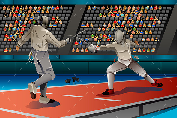 Two Men Fencing in the Competition - Sports/Activity Conceptual
