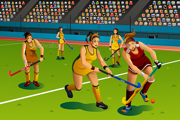 People Playing Field Hockey in the Competition - Sports/Activity Conceptual