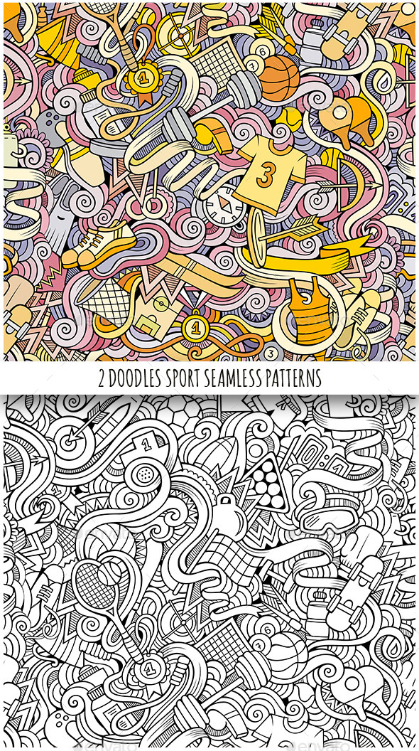 2 Sport Doodles Seamless Patterns - Sports/Activity Conceptual