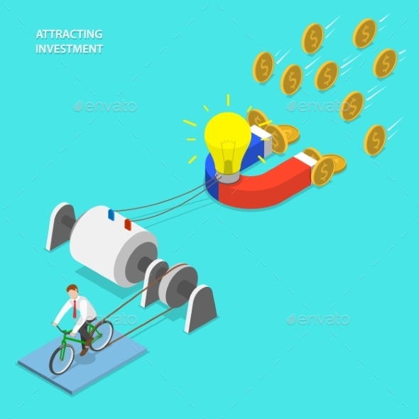 Investment Attraction Flat Isometric Vector - Concepts Business