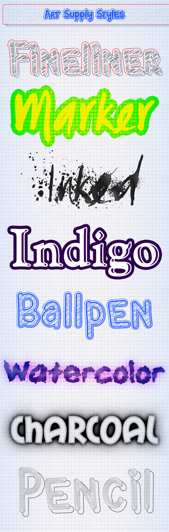 Photoshop Text Styles / Art Supply - Text Effects Styles