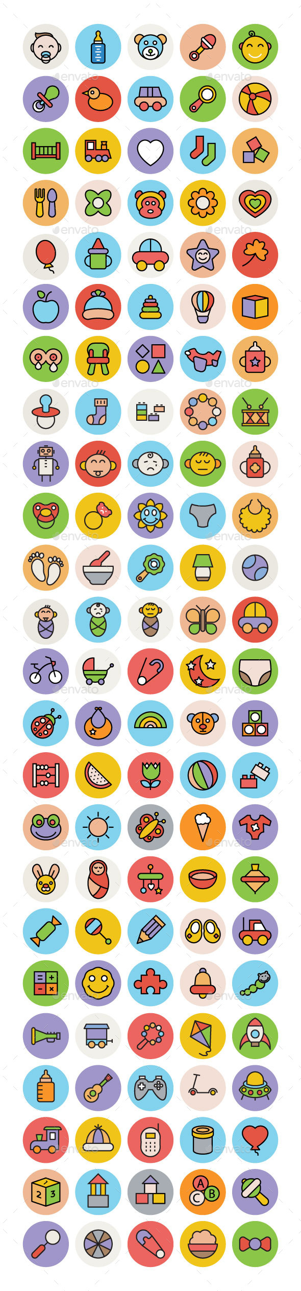 100+ Baby Colored Vector Icons - People Characters