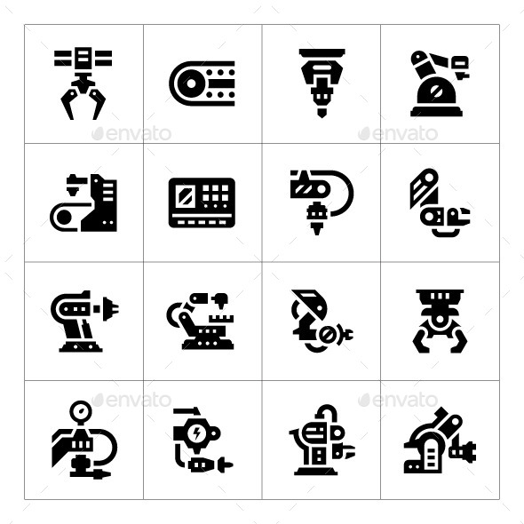 Set Icons of Robotic Industry - Technology Icons