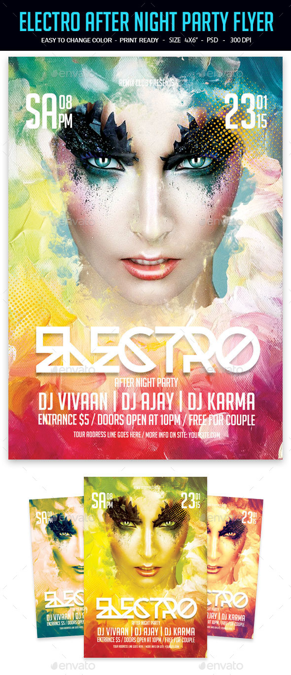 Electro After Night Party Flyer - Clubs & Parties Events