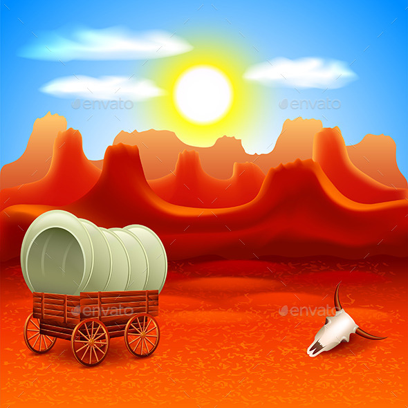 Wild West Landscape with Old Wagon - Landscapes Nature