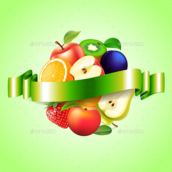 Fruits Sphere with Label Background - Food Objects