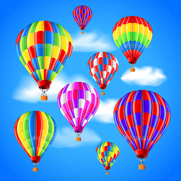 Hot Air Balloons in the Sky Background - Sports/Activity Conceptual