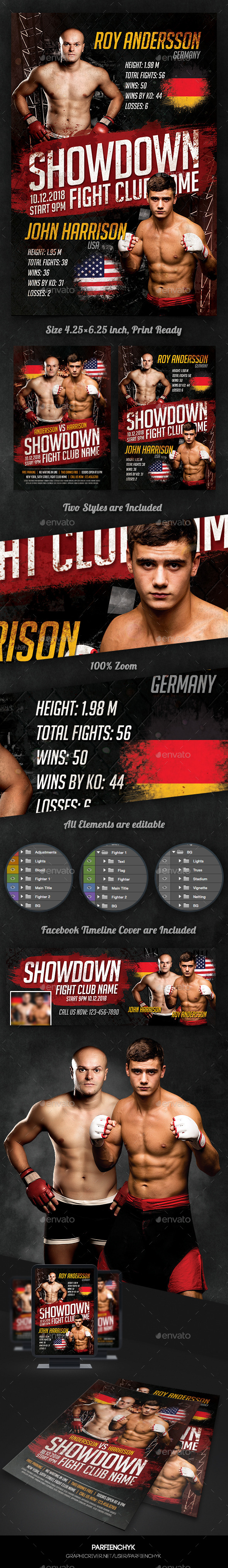 Fight Showdown Flyer Template - Sports Events