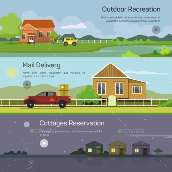 Outdoor Recreation, Mail Delivery, Cottages - Travel Conceptual