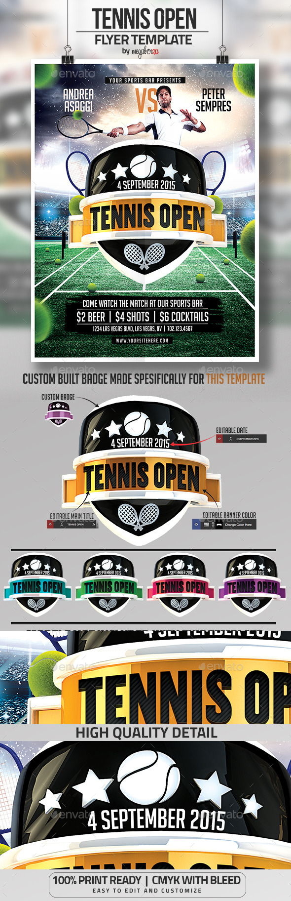 Tennis Open Flyer / Poster Template - Sports Events