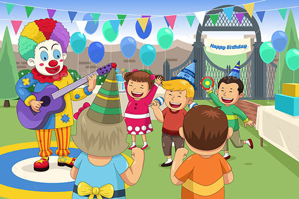 Clown at a kids birthday party - People Characters
