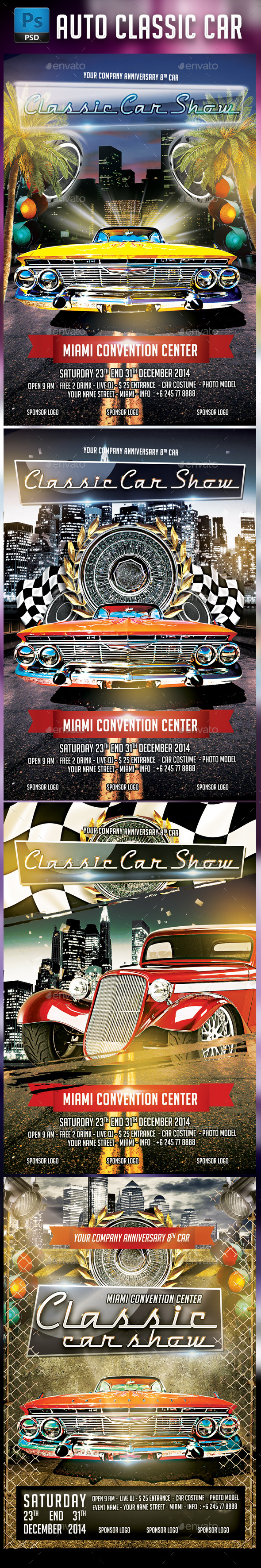 Classic Car Bundle - Events Flyers