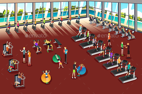 Scenes Inside a Fitness Center - Sports/Activity Conceptual