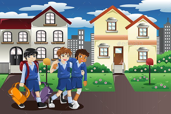 Injured Kid Walking Home From School Injured Kid Walking Home From School