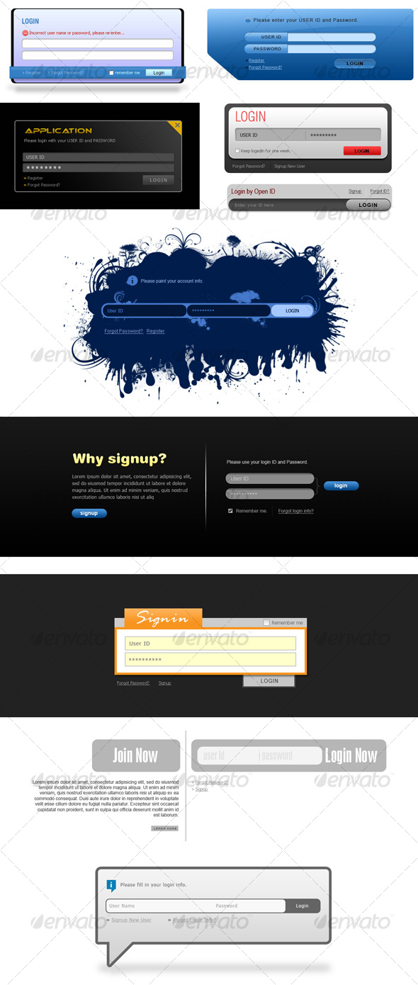 10 Styles of Login/Signup - Forms Web Elements