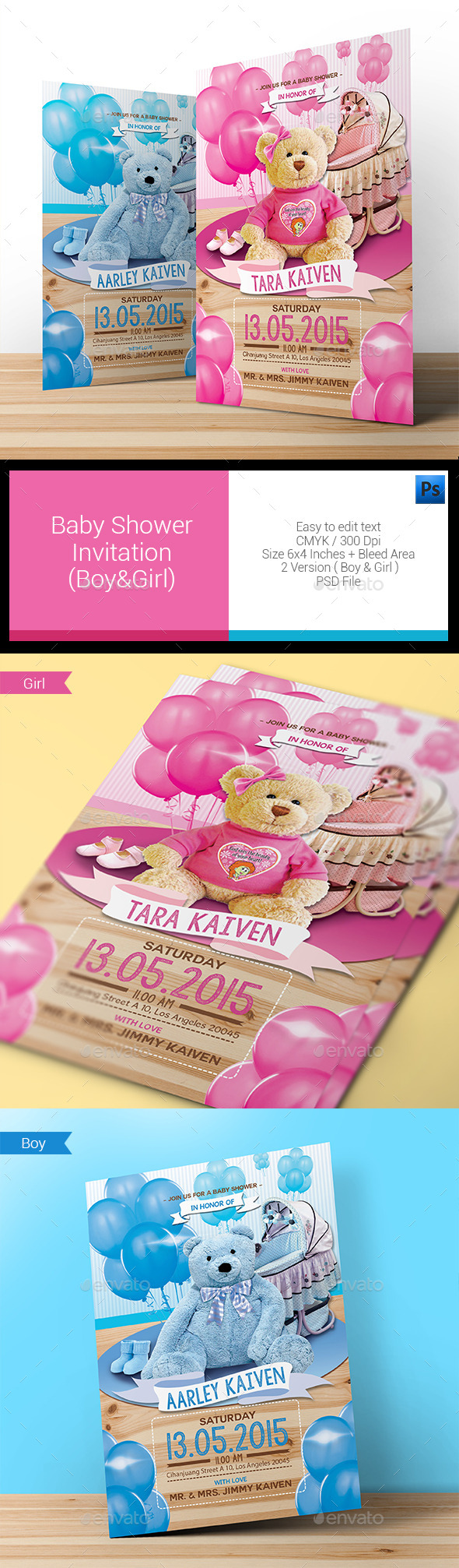Baby Shower Invitation (Boy & Girl) - Invitations Cards & Invites