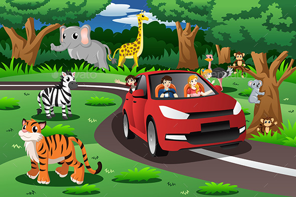 Family on a Trip to an Animal Park - Travel Conceptual