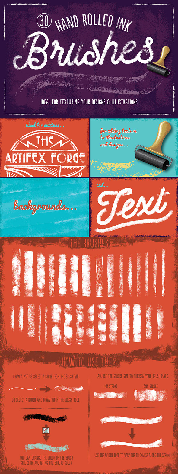 Hand Rolled Ink Brushes - Brushes Illustrator